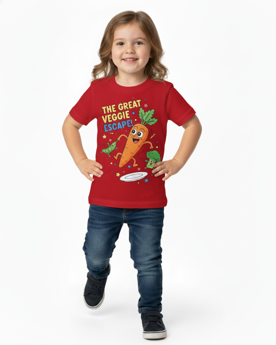 The Great Veggie Escape – Kids Fun Graphic Cotton T-Shirt