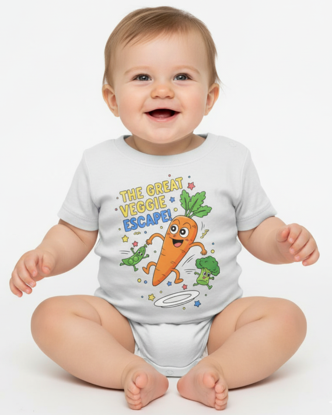 The Great Veggie Escape – Kids Fun Graphic Cotton T-Shirt