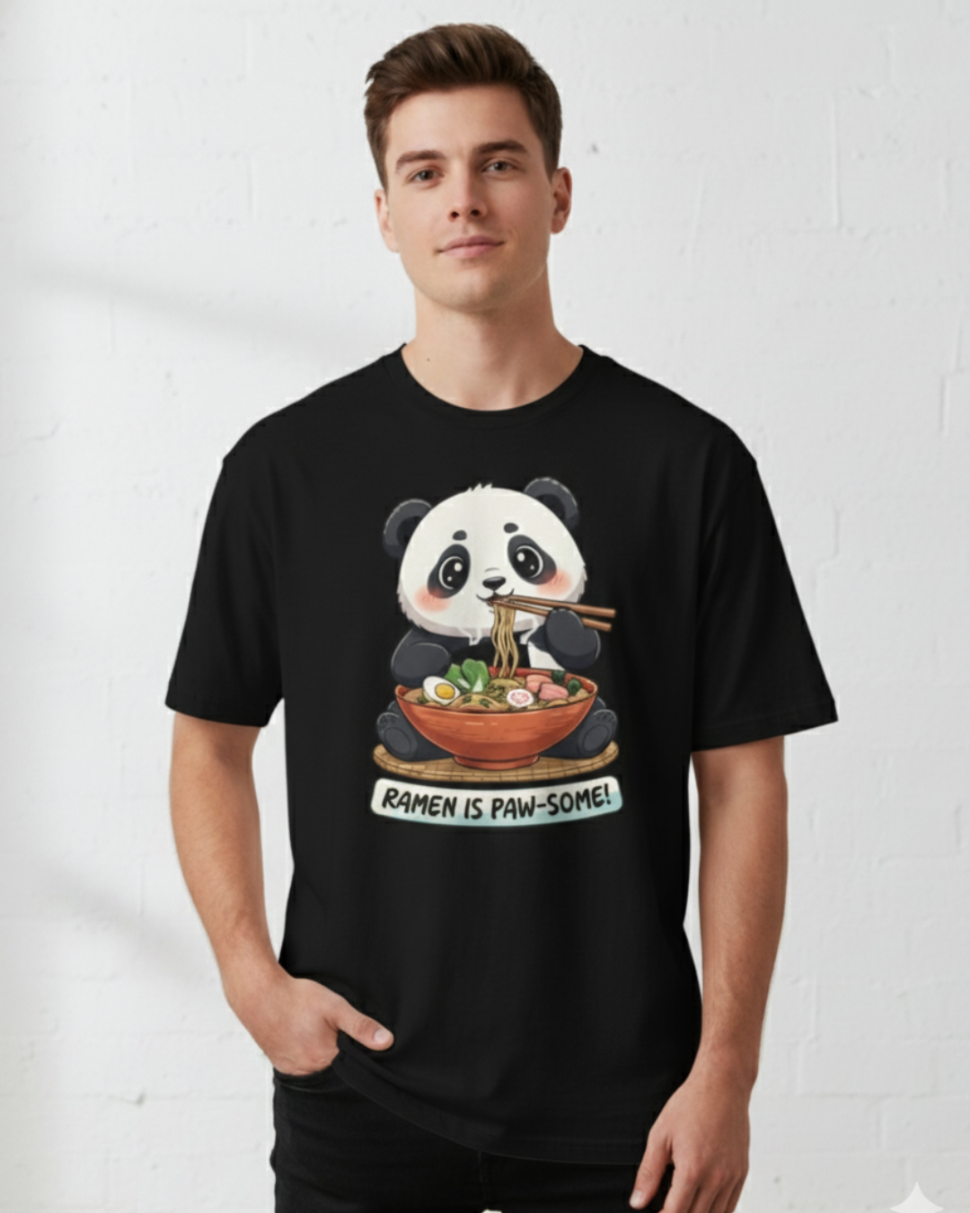 Ramen Is Paw-some – Oversized Unisex Cotton T-Shirt
