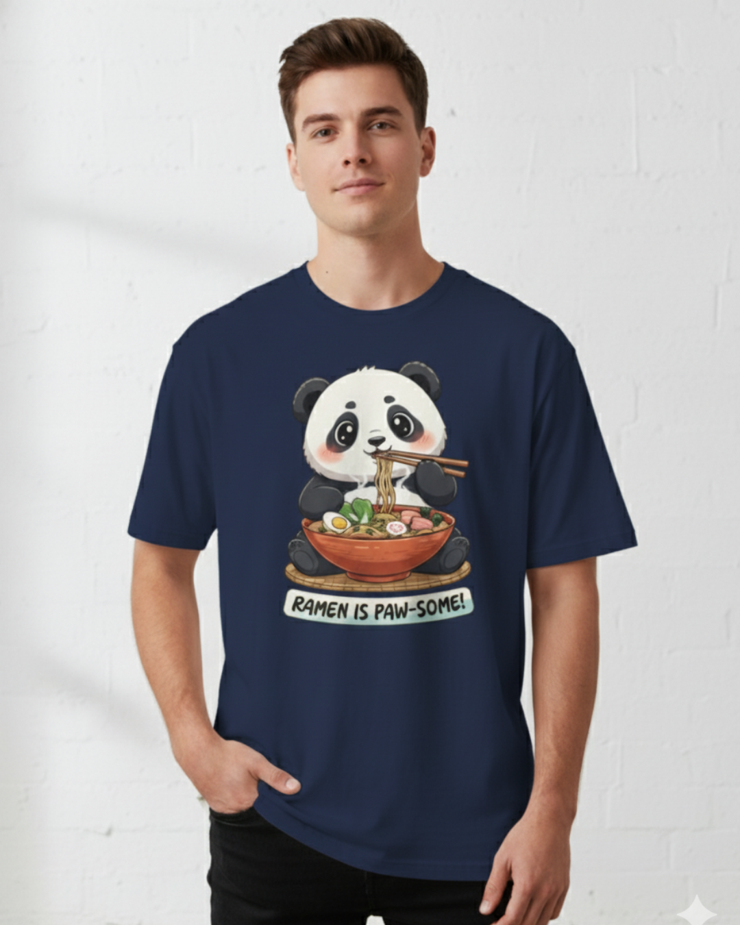 Ramen Is Paw-some – Oversized Unisex Cotton T-Shirt