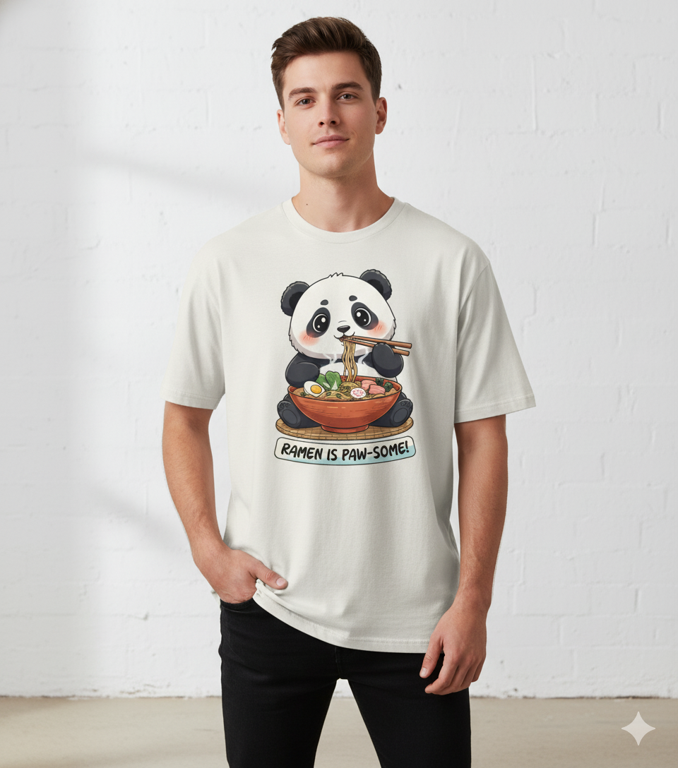 Ramen Is Paw-some – Oversized Unisex Cotton T-Shirt