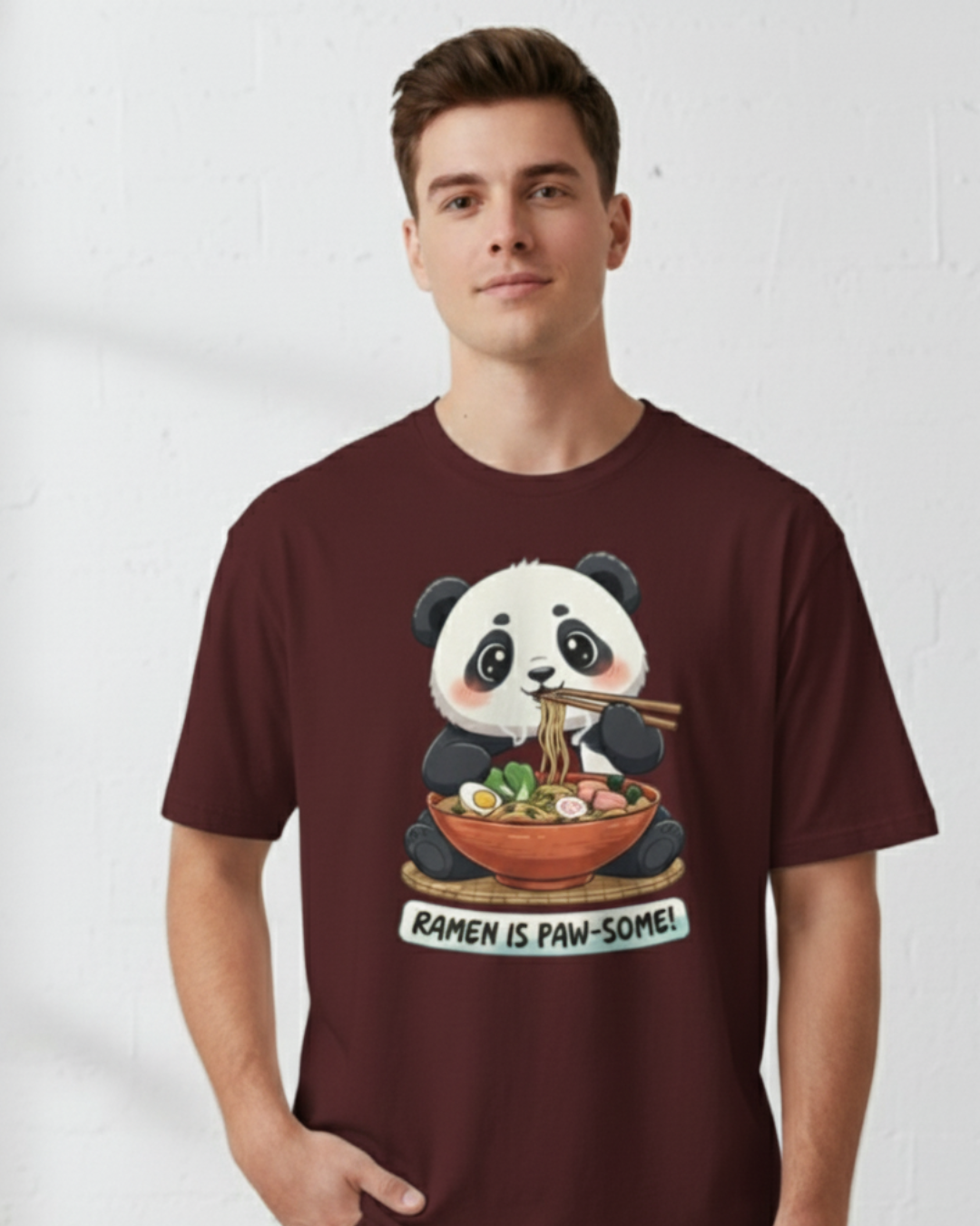 Ramen Is Paw-some – Oversized Unisex Cotton T-Shirt