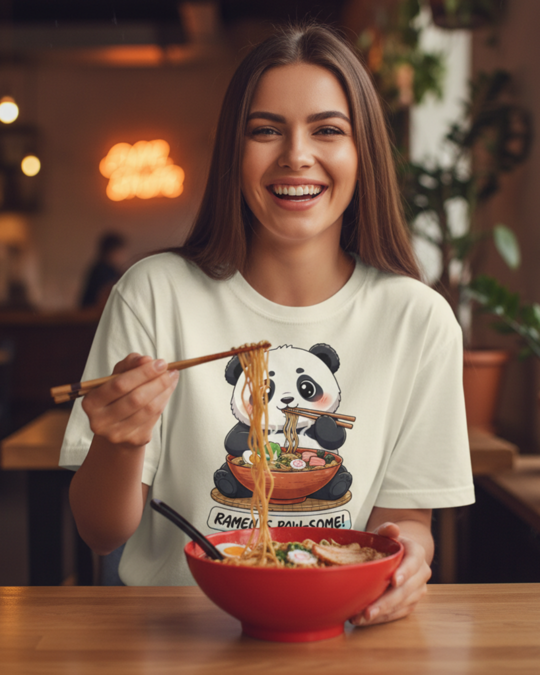Ramen Is Paw-some – Oversized Unisex Cotton T-Shirt